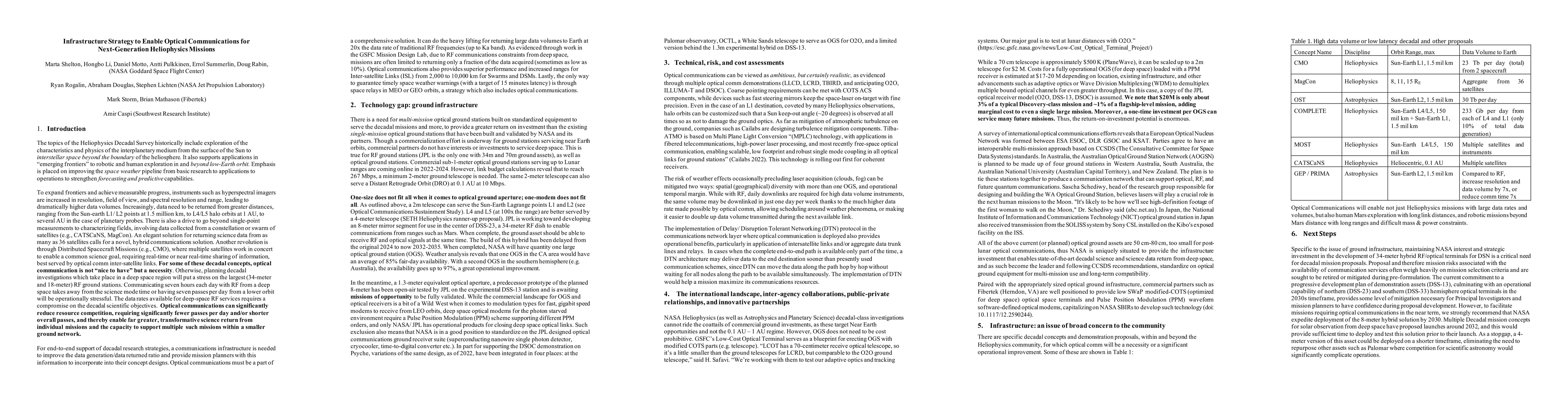 Thumbnail for Infrastructure Strategy to Enable Optical Communications for
  Next-Generation Heliophysics Missions