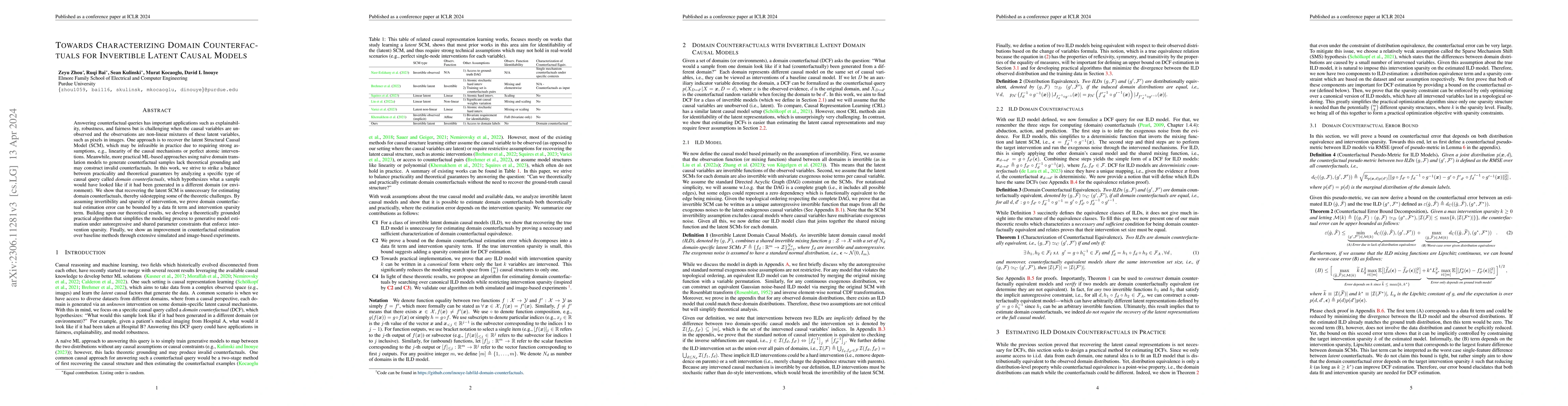 Thumbnail for Towards Characterizing Domain Counterfactuals For Invertible Latent
  Causal Models