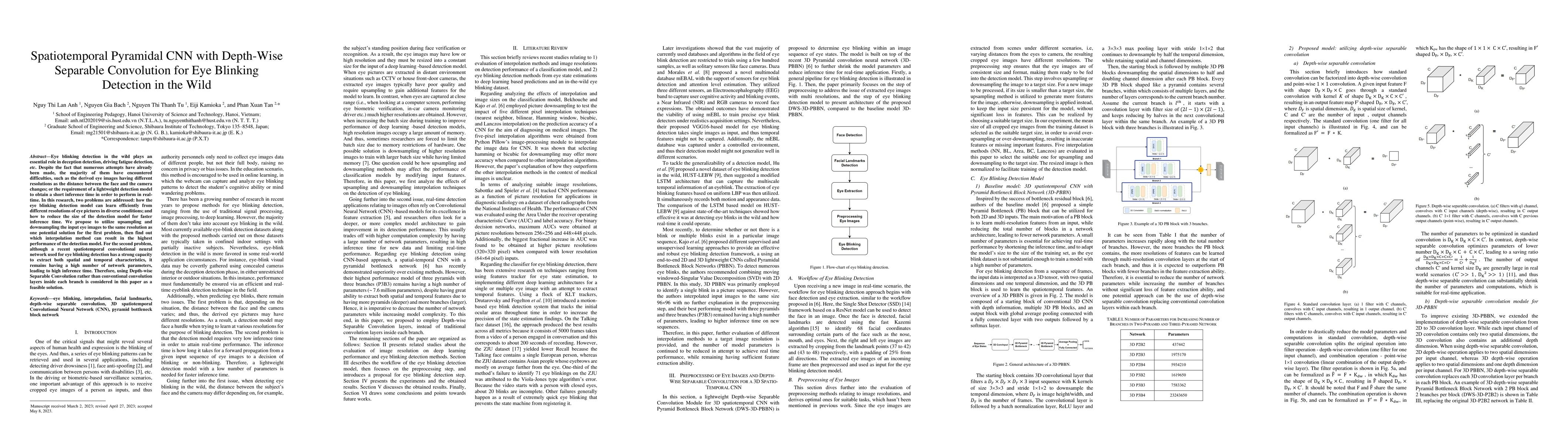 Thumbnail for Spatiotemporal Pyramidal CNN with Depth-Wise Separable Convolution for
  Eye Blinking Detection in the Wild