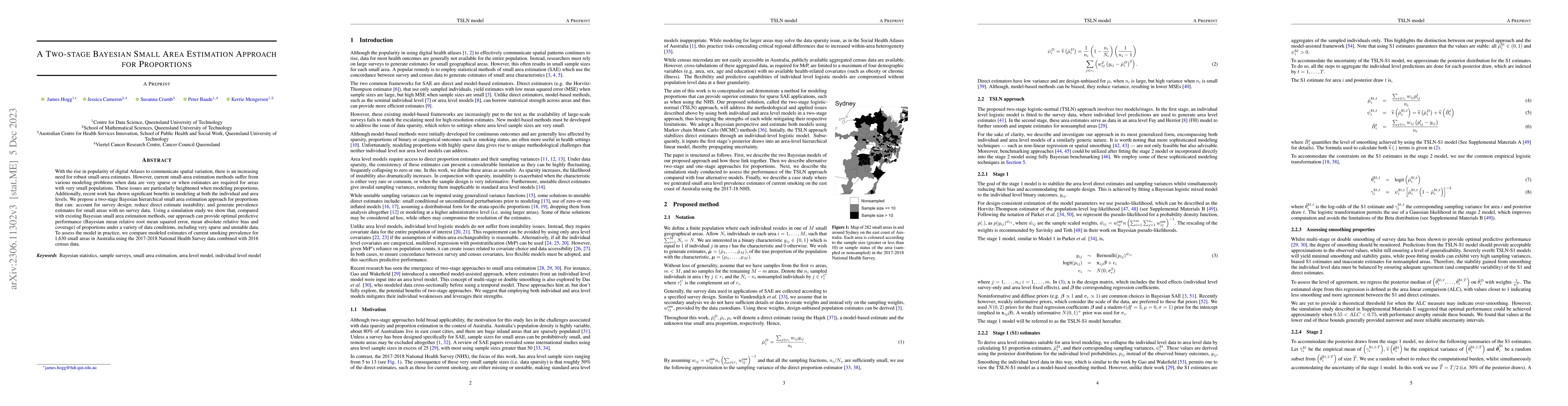 Thumbnail for A Two-Stage Bayesian Small Area Estimation Approach for Proportions