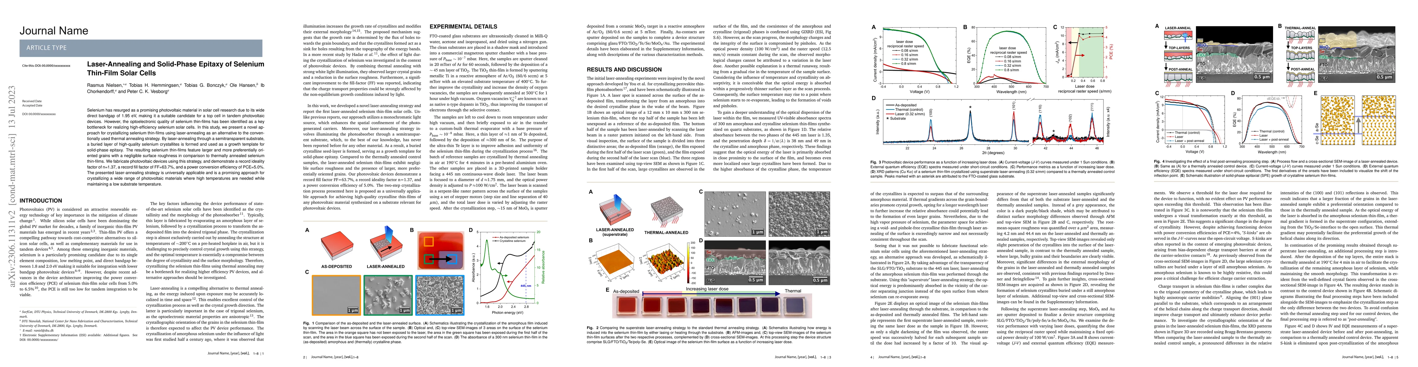 Thumbnail for Laser-Annealing and Solid-Phase Epitaxy of Selenium Thin-Film Solar
  Cells