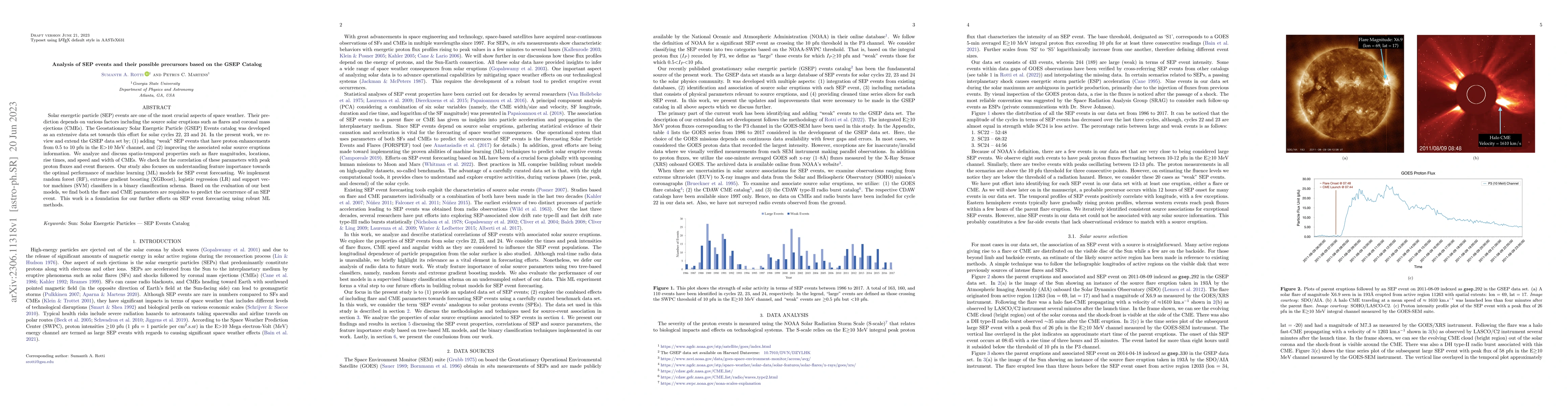 Thumbnail for Analysis of SEP events and their possible precursors based on the GSEP
  Catalog