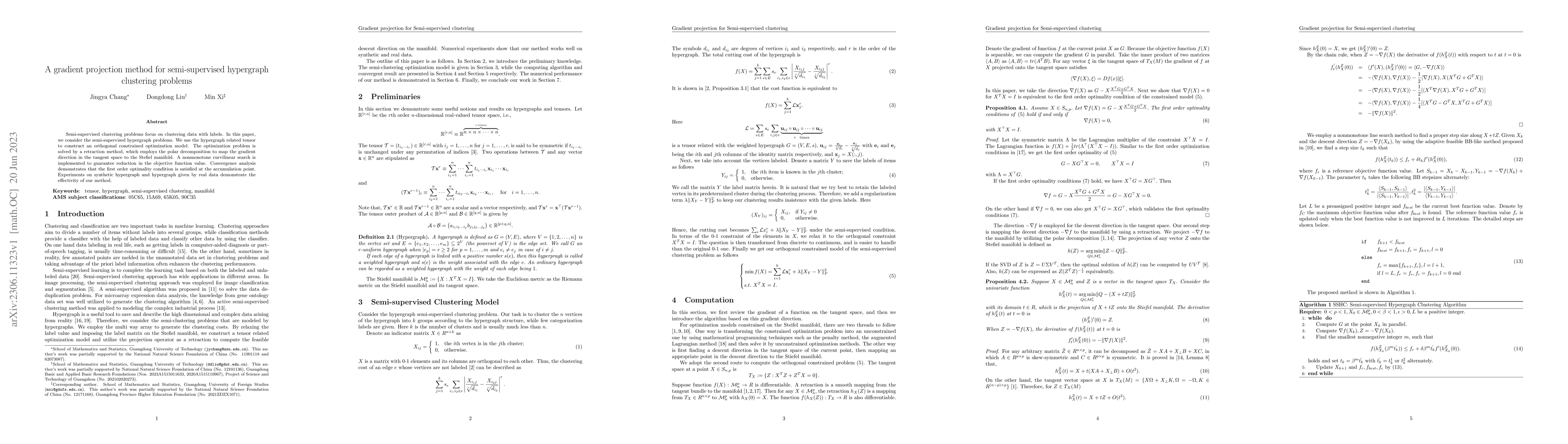 Thumbnail for A gradient projection method for semi-supervised hypergraph clustering
  problems