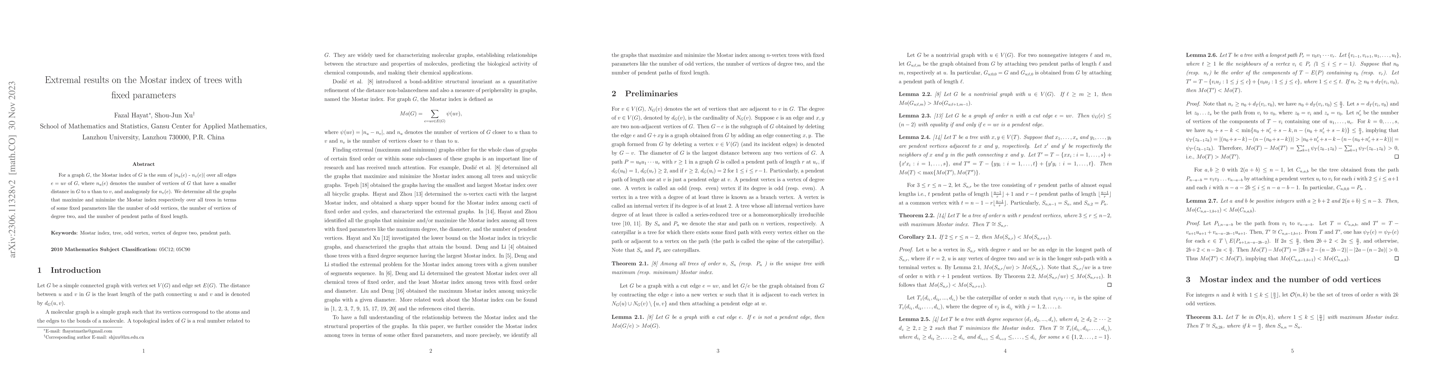 Thumbnail for Extremal results on the Mostar index of trees with fixed parameters