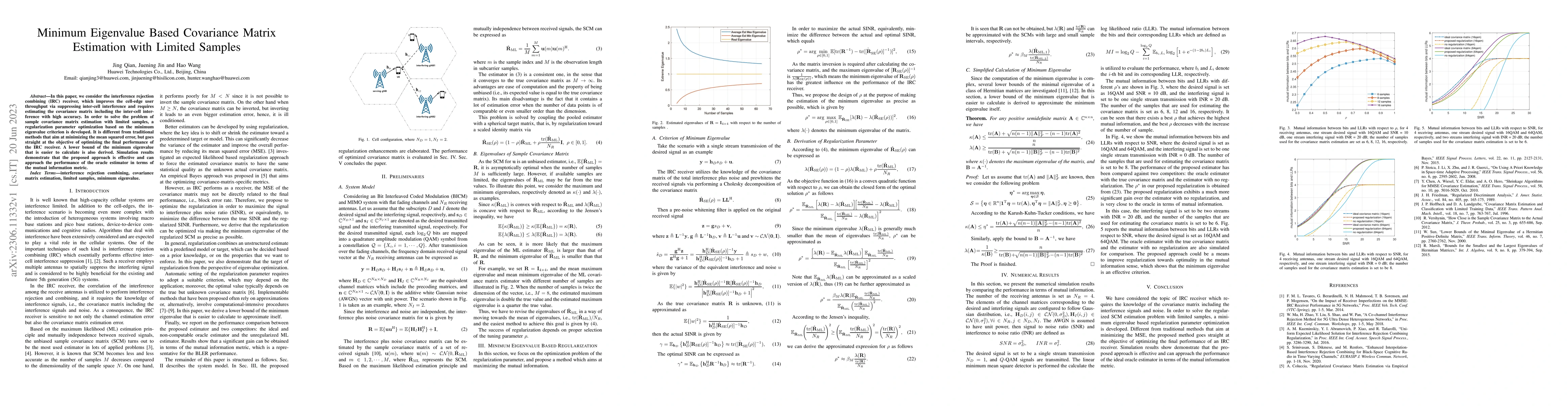 Thumbnail for Minimum Eigenvalue Based Covariance Matrix Estimation with Limited
  Samples