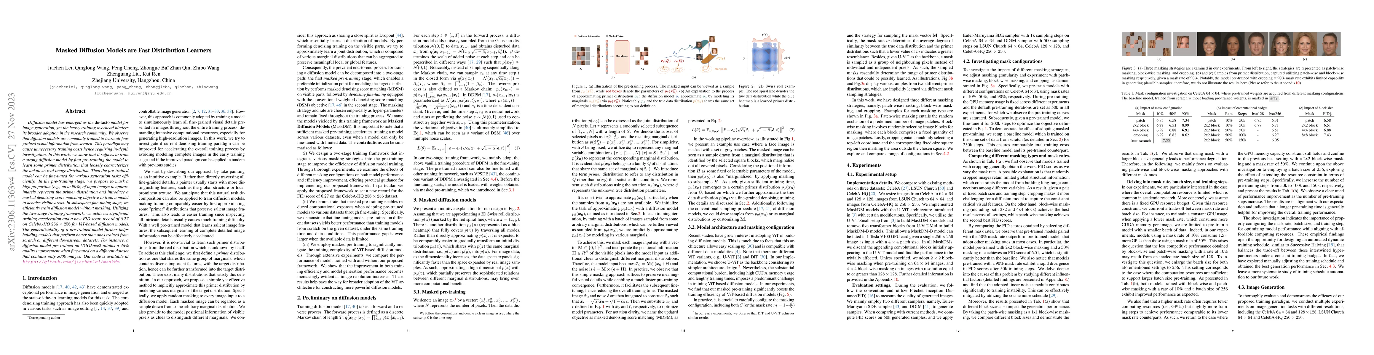 Thumbnail for Masked Diffusion Models Are Fast Distribution Learners