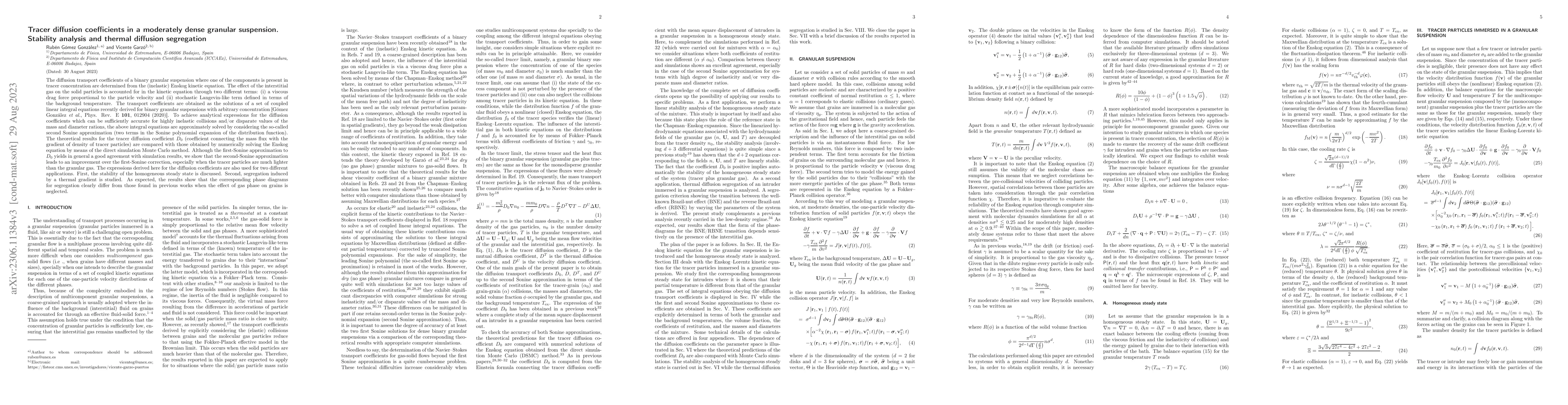 Thumbnail for Tracer diffusion coefficients in a moderately dense granular suspension.
  Stability analysis and thermal diffusion segregation