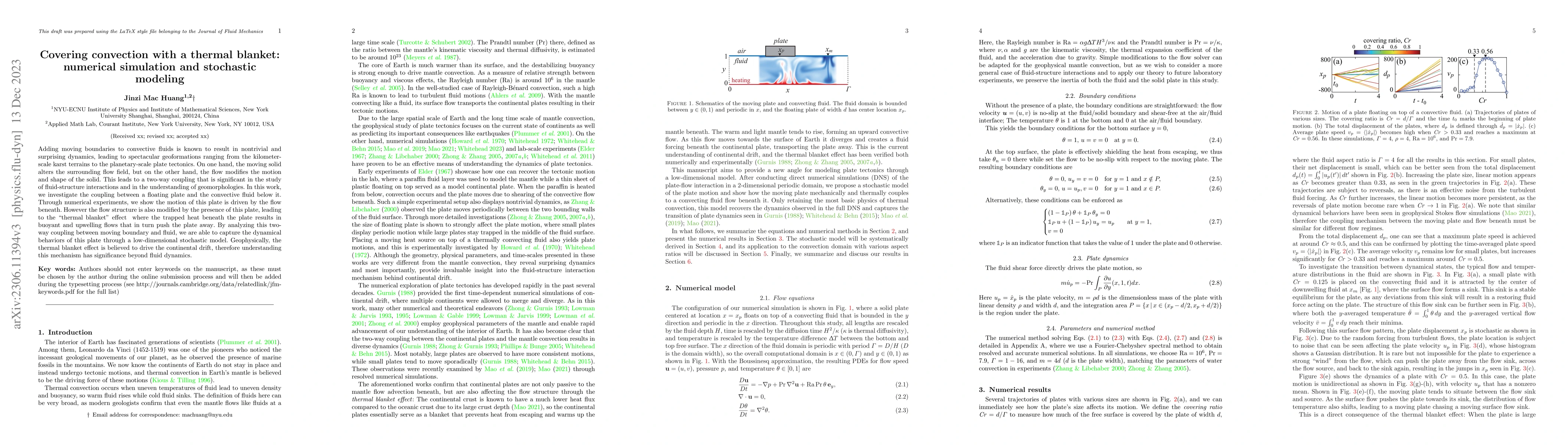 Thumbnail for Covering convection with a thermal blanket: numerical simulation and
  stochastic modeling