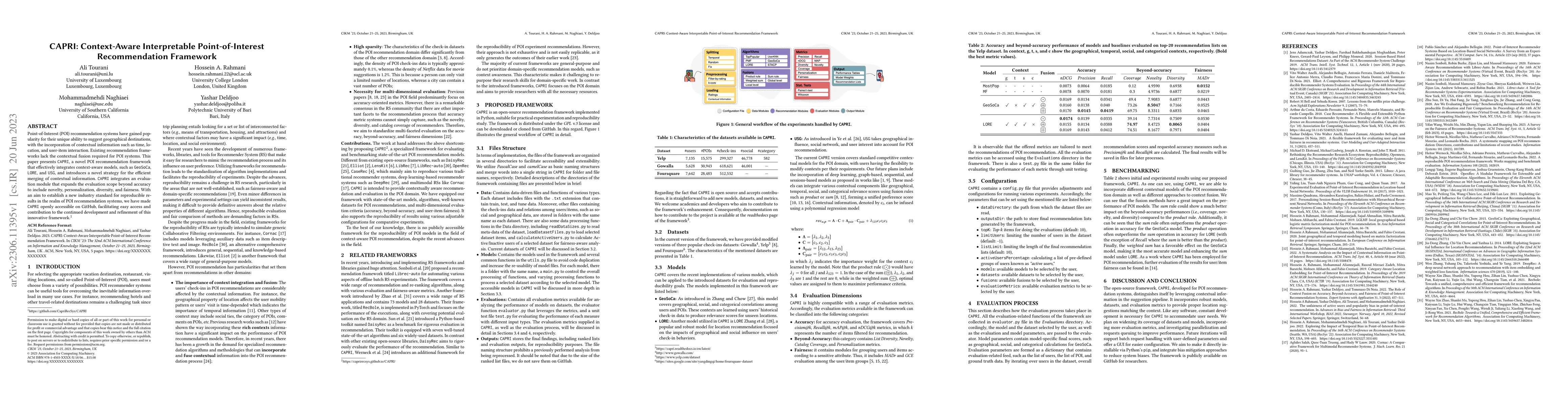 Thumbnail for CAPRI: Context-Aware Interpretable Point-of-Interest Recommendation
  Framework