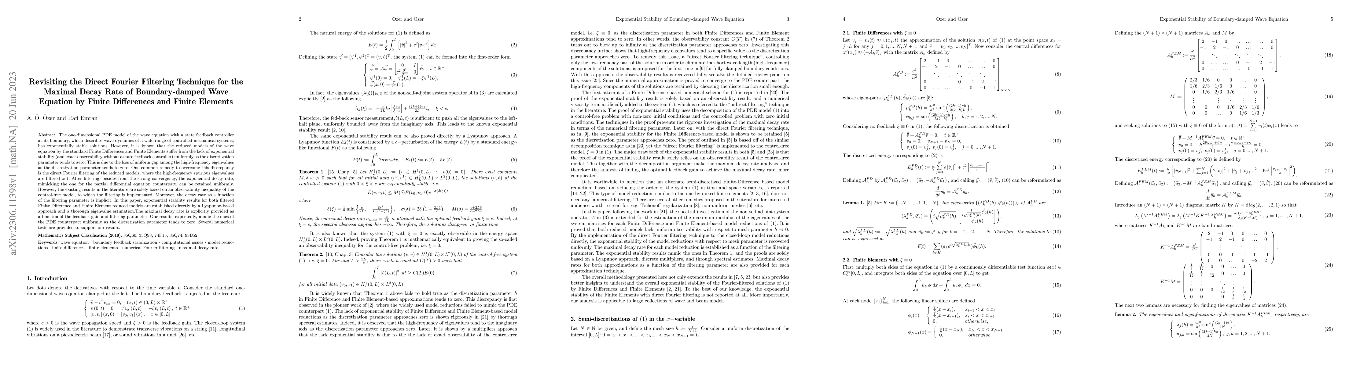 Thumbnail for Revisiting the Direct Fourier Filtering Technique for the Maximal Decay
  Rate of Boundary-damped Wave Equation by Finite Differences and Finite
  Elements