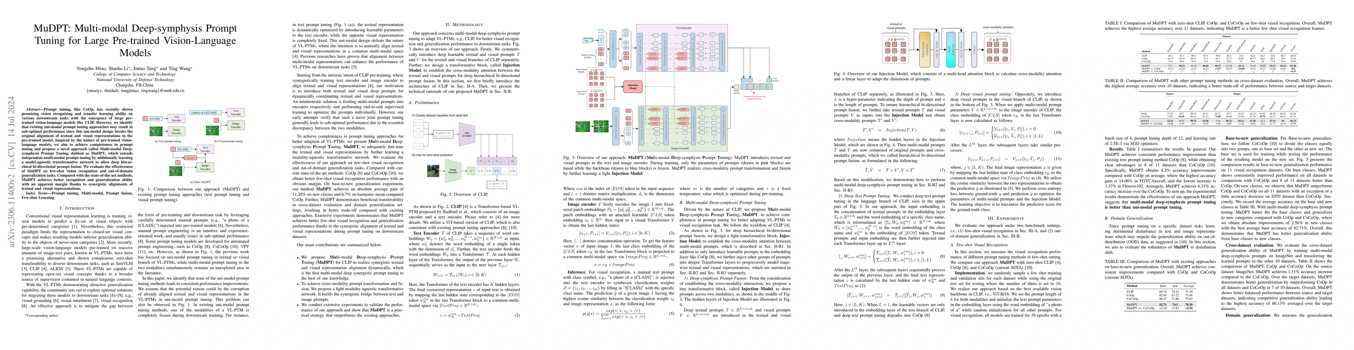 Thumbnail for MuDPT: Multi-modal Deep-symphysis Prompt Tuning for Large Pre-trained
  Vision-Language Models
