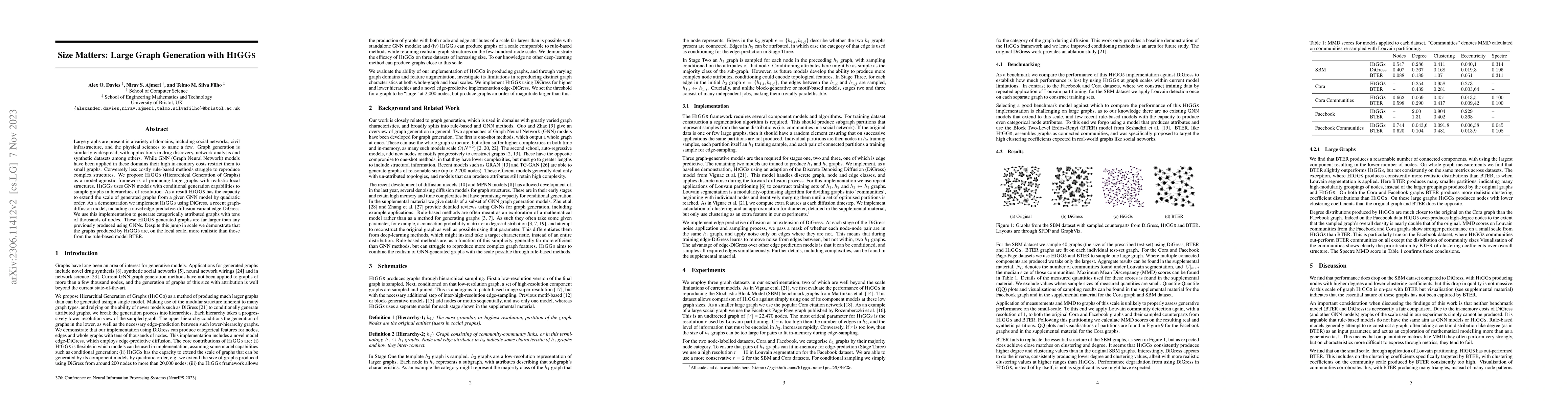 Thumbnail for Size Matters: Large Graph Generation with HiGGs