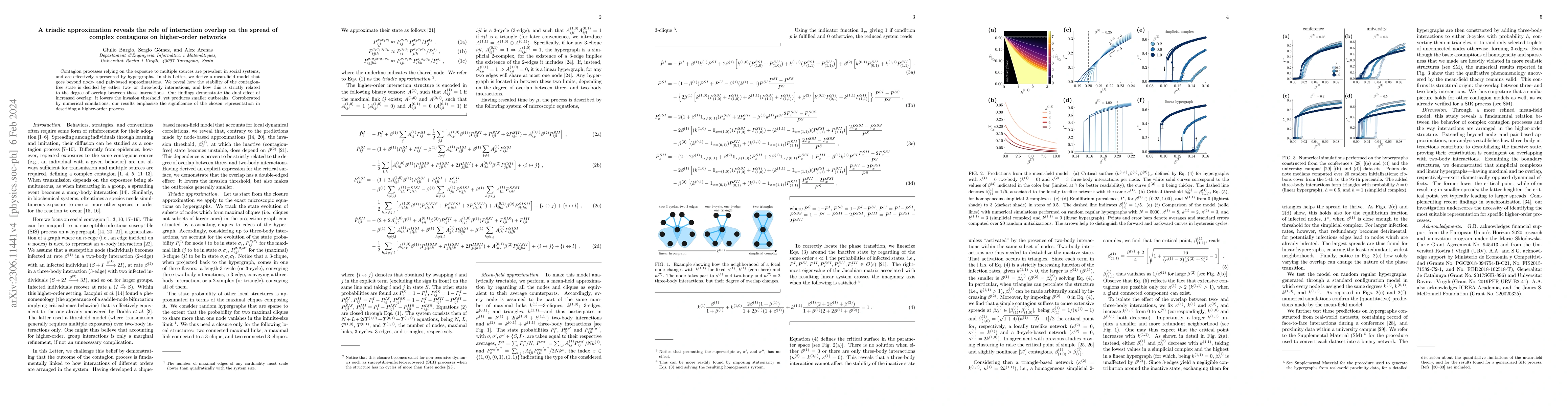 Thumbnail for A triadic approximation reveals the role of interaction overlap on the
  spread of complex contagions on higher-order networks