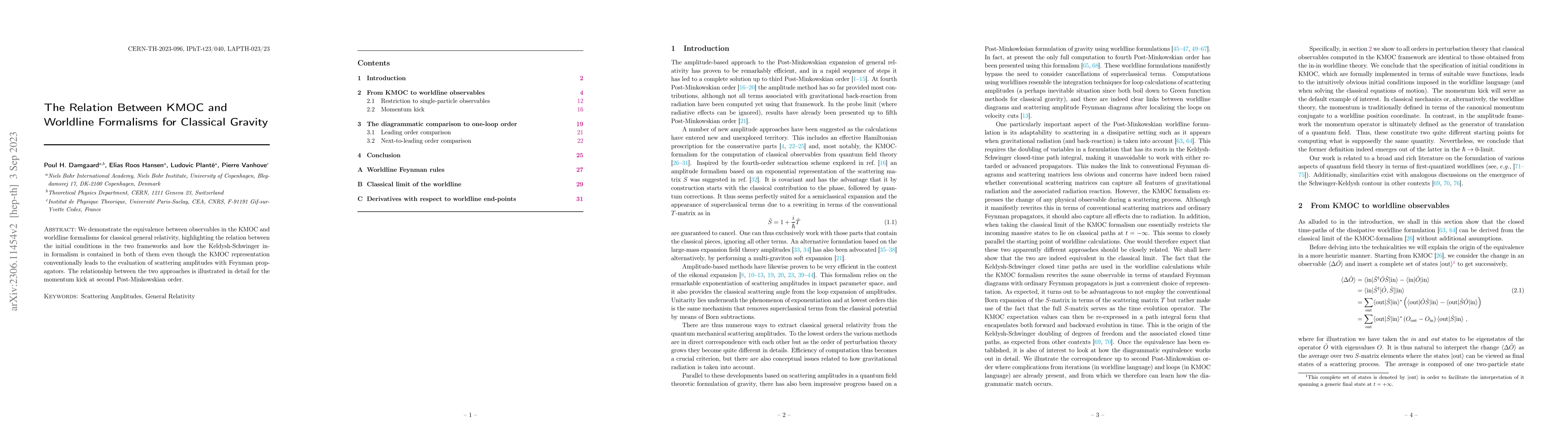 Thumbnail for The Relation Between KMOC and Worldline Formalisms for Classical Gravity