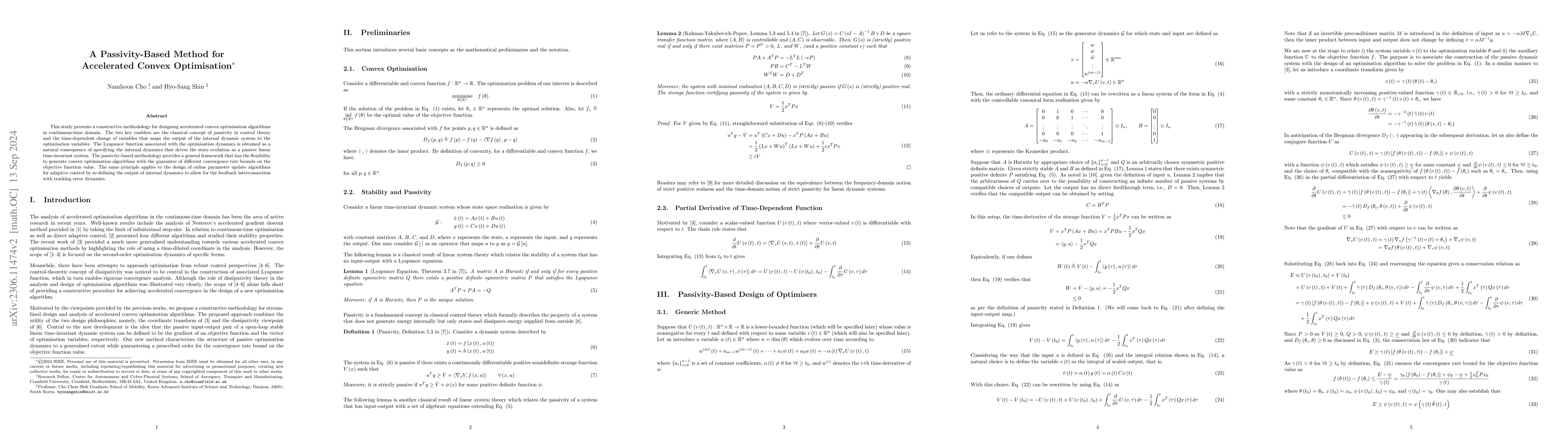 Thumbnail for A Passivity-Based Method for Accelerated Convex Optimisation
