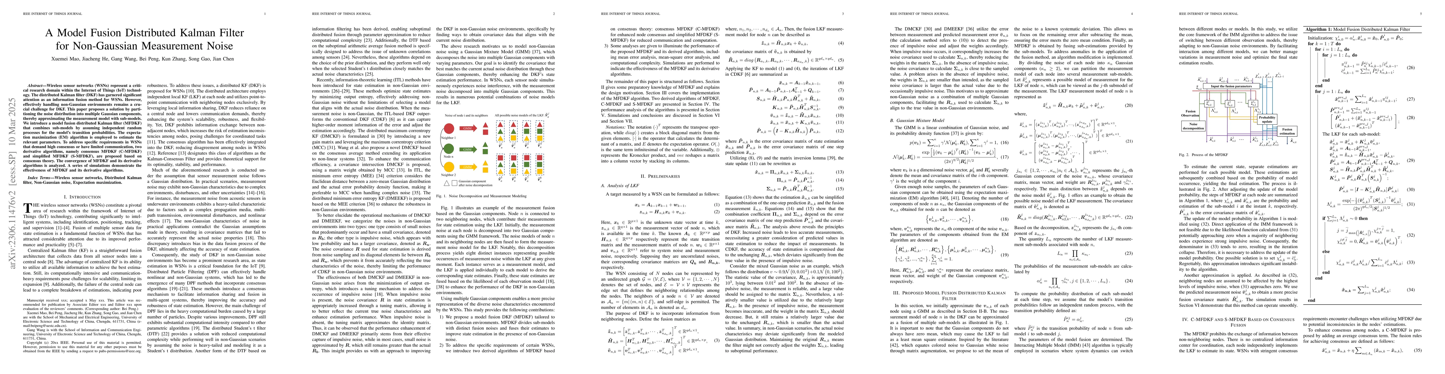 Thumbnail for A Model Fusion Distributed Kalman Filter For Non-Gaussian Observation
  Noise