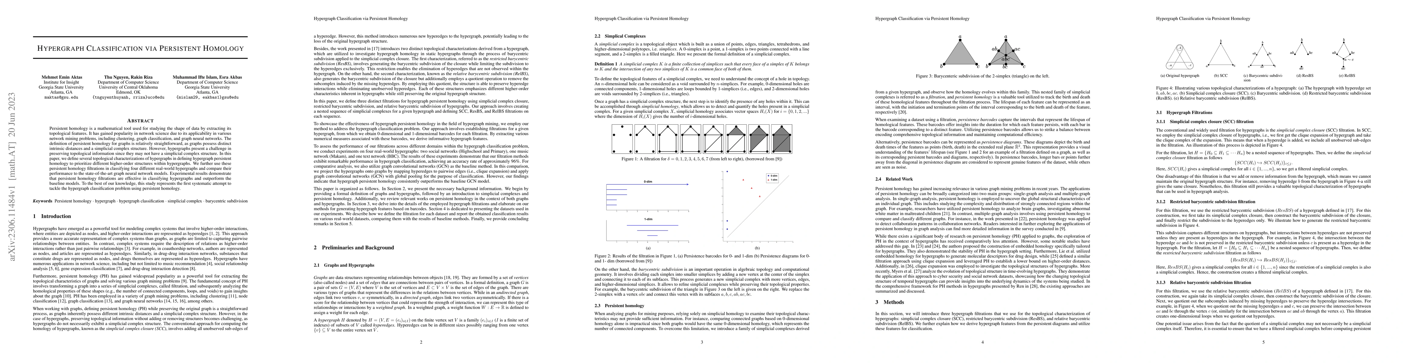 Thumbnail for Hypergraph Classification via Persistent Homology