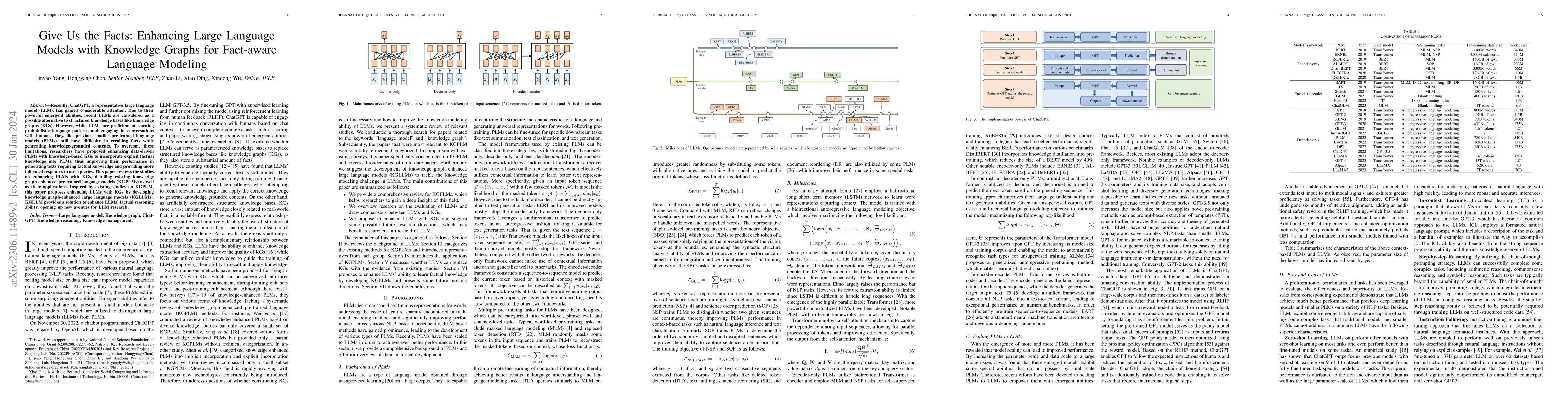 Thumbnail for Give Us the Facts: Enhancing Large Language Models with Knowledge Graphs
  for Fact-aware Language Modeling