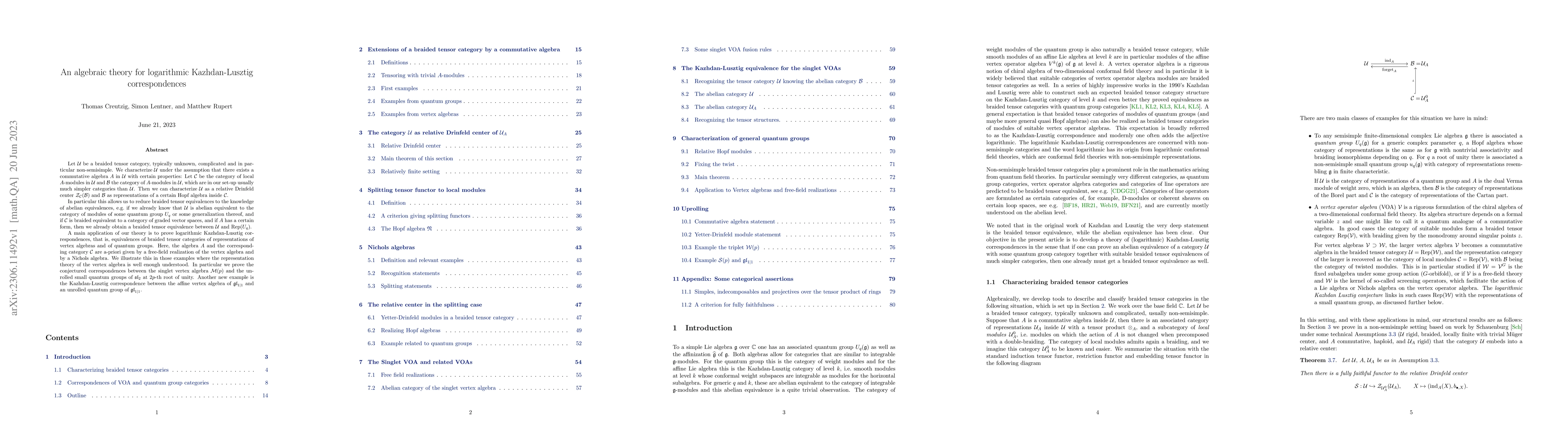 Thumbnail for An algebraic theory for logarithmic Kazhdan-Lusztig correspondences