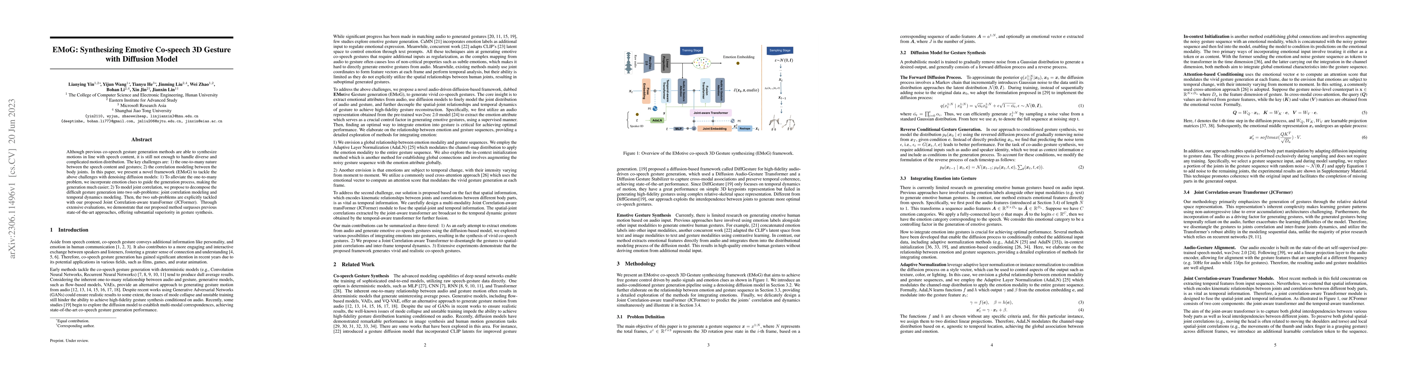 Thumbnail for EMoG: Synthesizing Emotive Co-speech 3D Gesture with Diffusion Model
