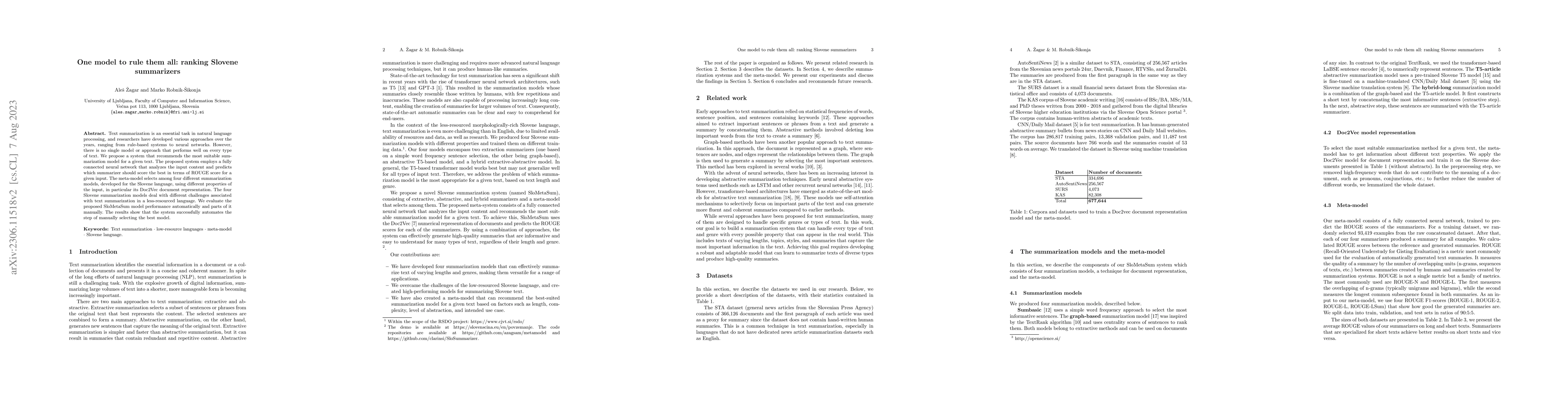 Thumbnail for One model to rule them all: ranking Slovene summarizers