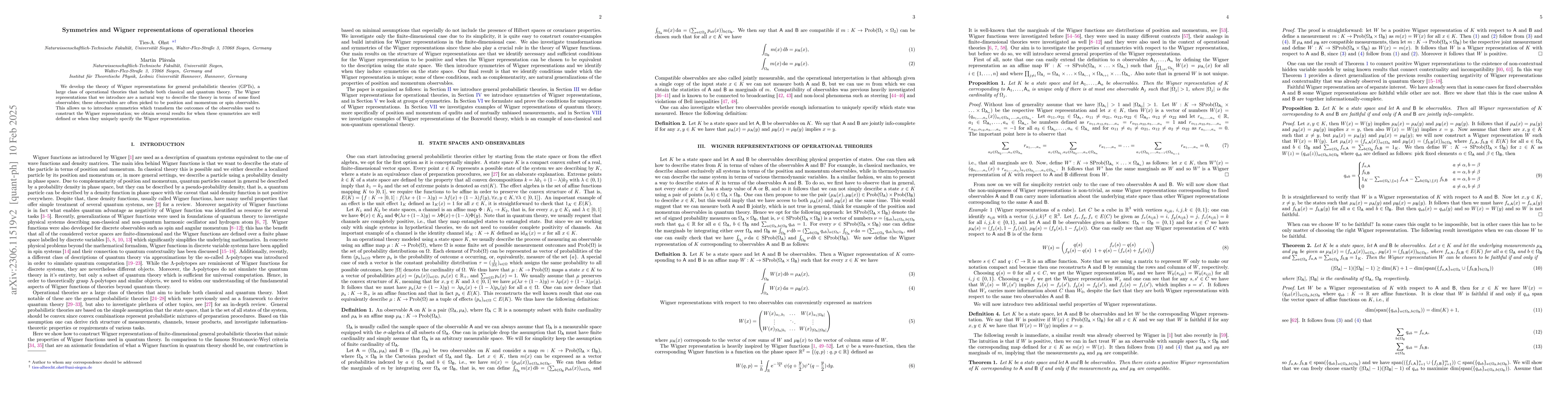 Thumbnail for Symmetries and Wigner representations of operational theories