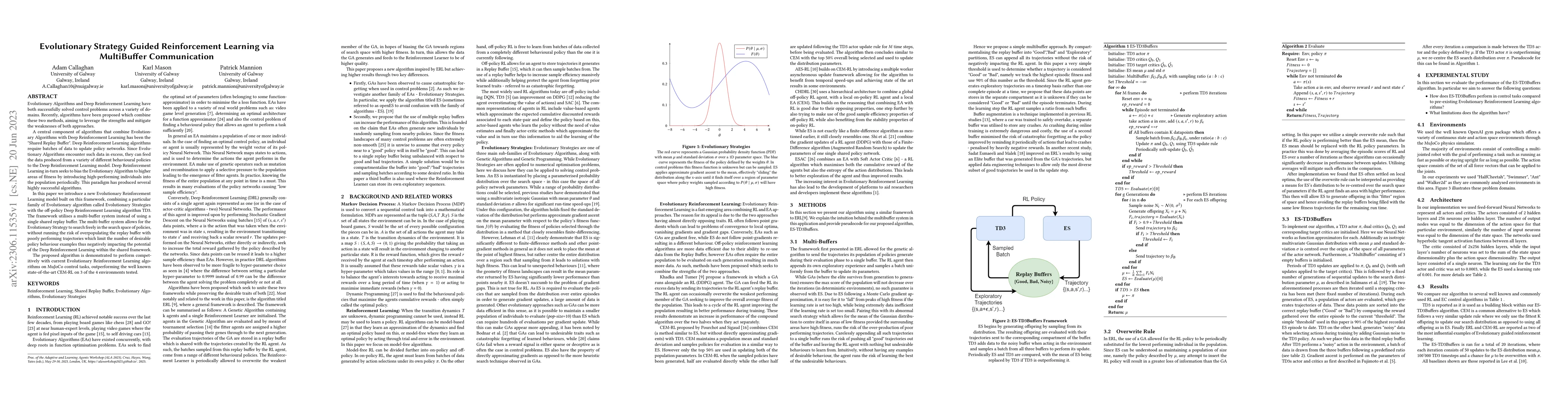 Thumbnail for Evolutionary Strategy Guided Reinforcement Learning via MultiBuffer
  Communication