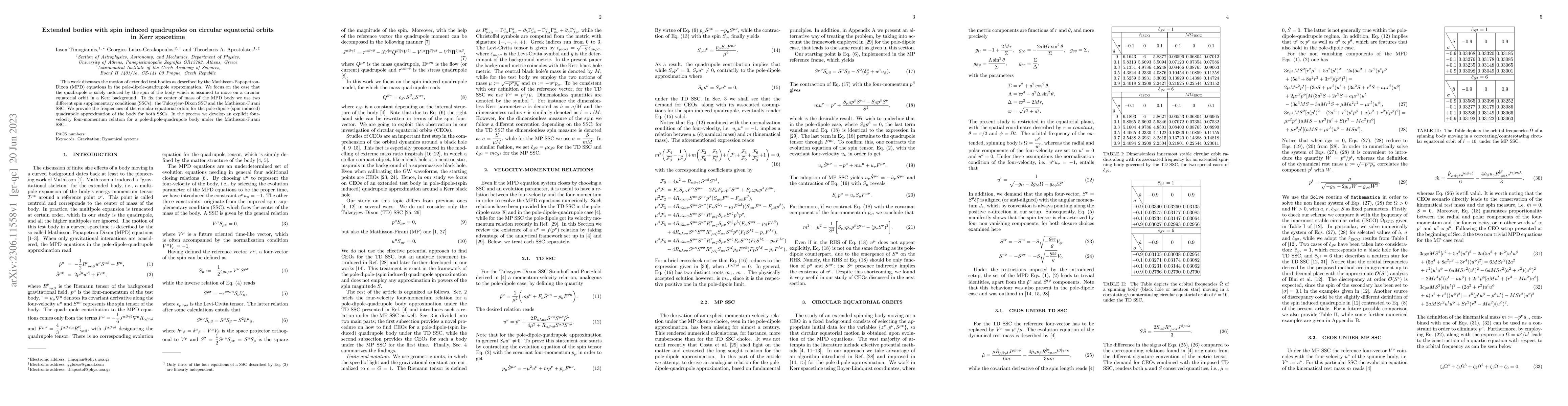 Thumbnail for Extended bodies with spin induced quadrupoles on circular equatorial
  orbits in Kerr spacetime