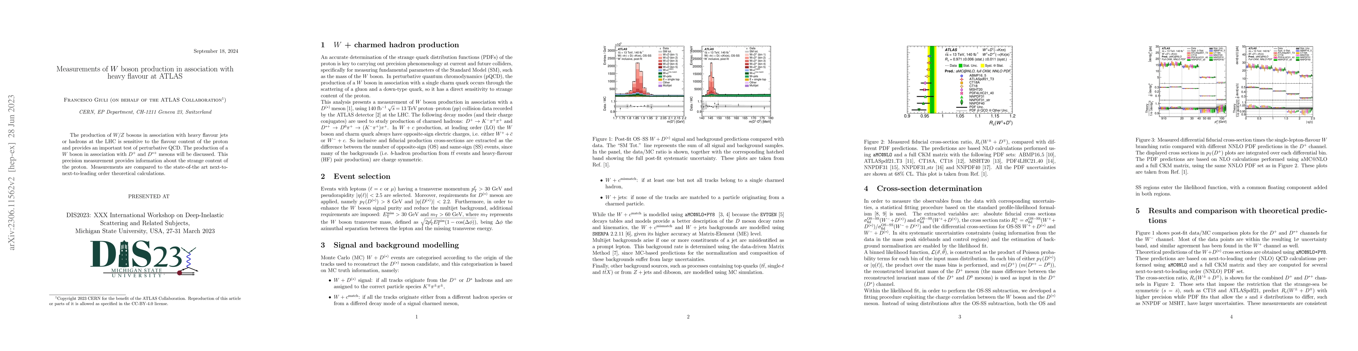 Thumbnail for Measurements of $W$ boson production in association with heavy flavour
  at ATLAS