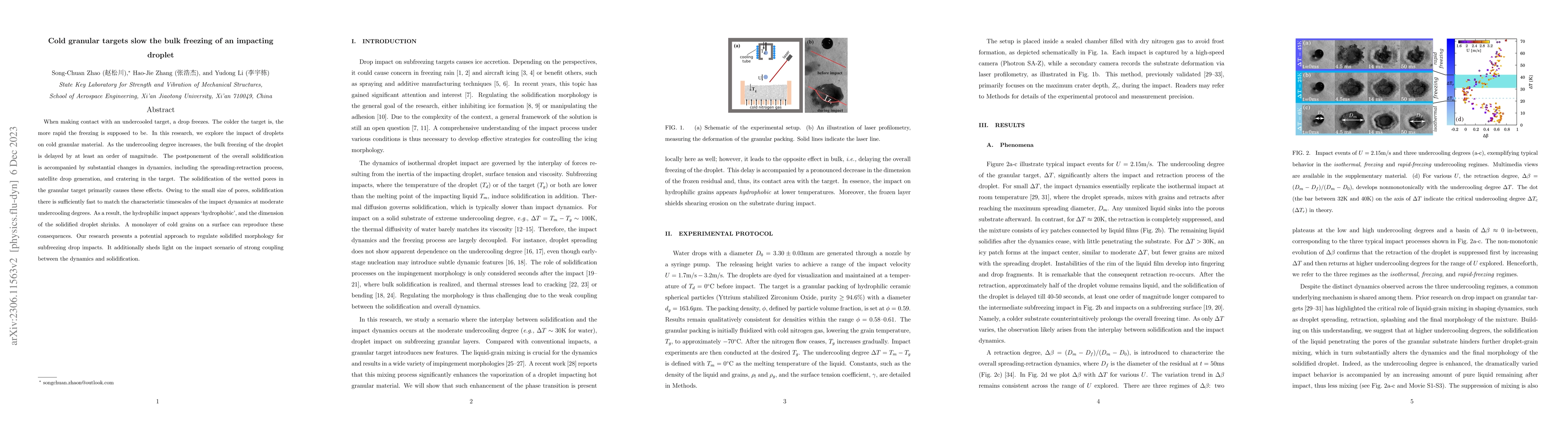 Thumbnail for Cold granular targets slow the bulk freezing of an impacting droplet