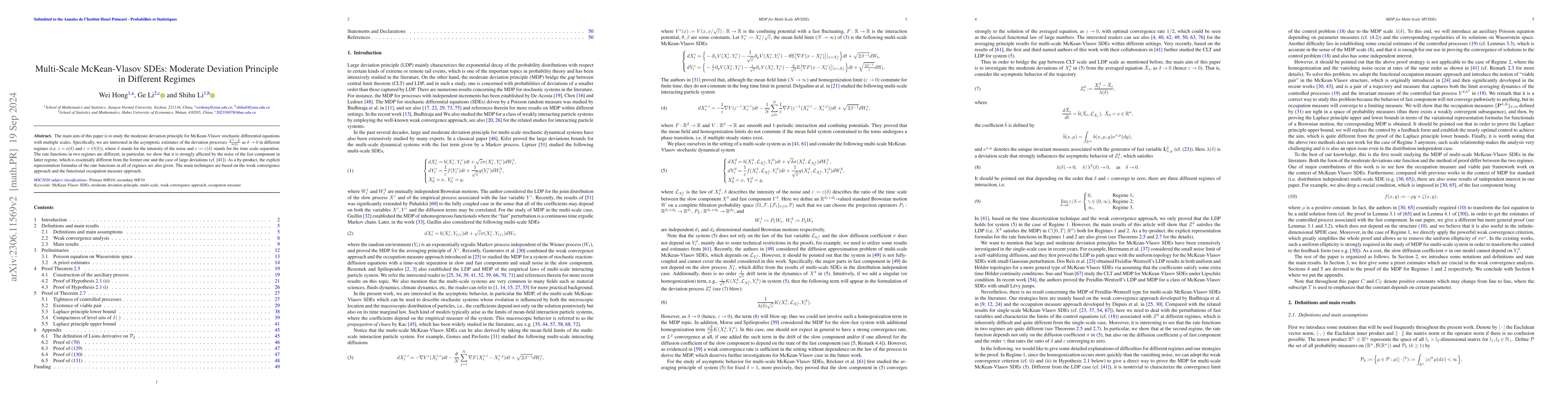 Thumbnail for Multi-Scale McKean-Vlasov SDEs: Moderate Deviation Principle in
  Different Regimes