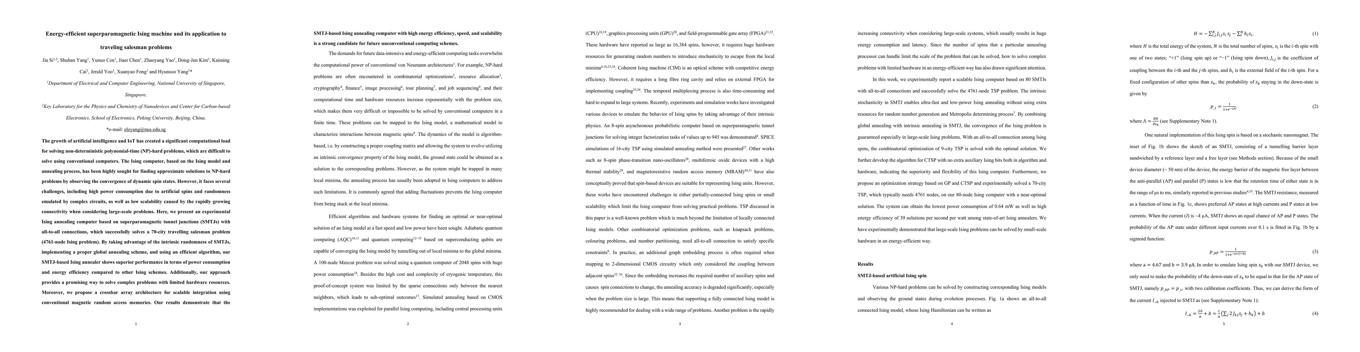 Thumbnail for Energy-efficient superparamagnetic Ising machine and its application to
  traveling salesman problems