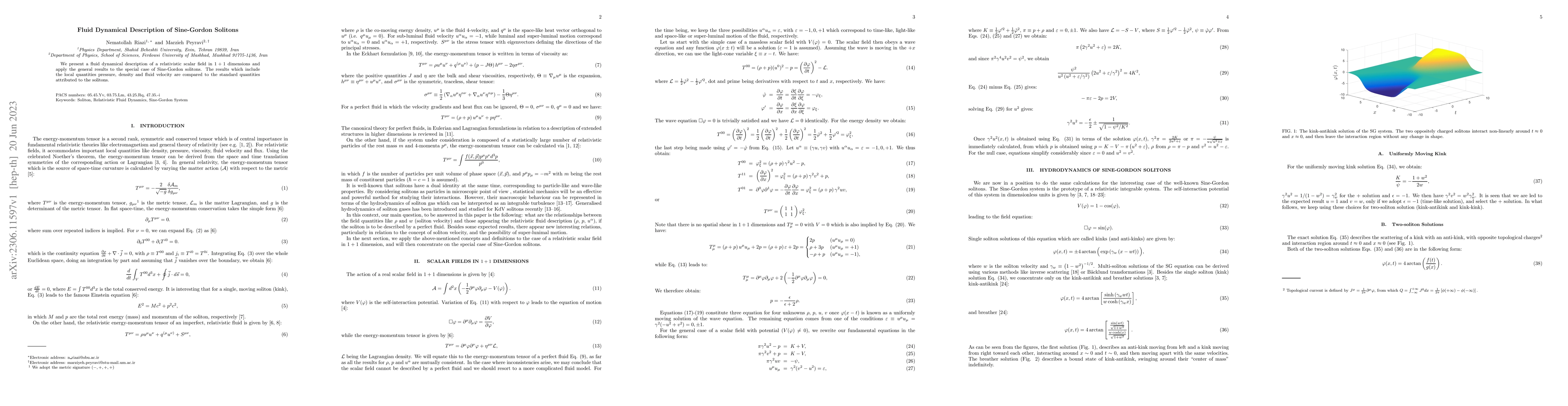 Thumbnail for Fluid Dynamical Description of Sine-Gordon Solitons