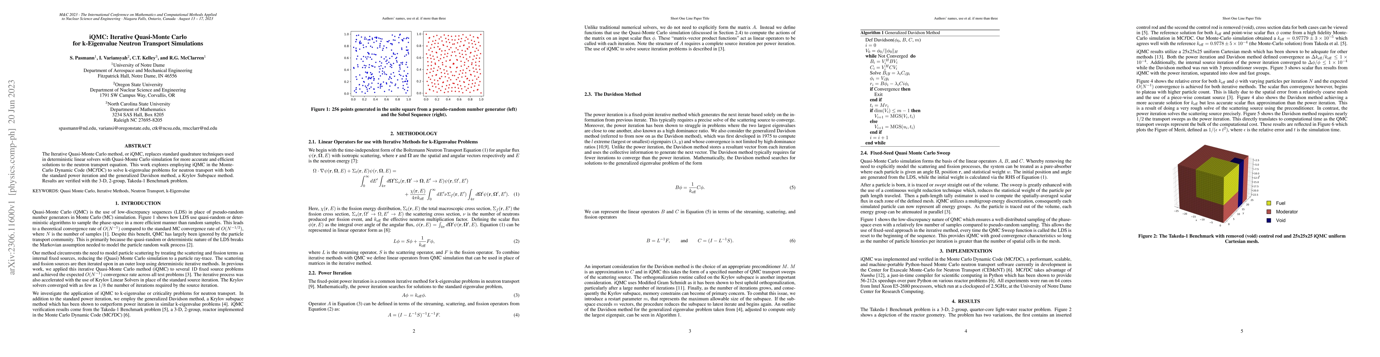 Thumbnail for iQMC: Iterative Quasi-Monte Carlo for k-Eigenvalue Neutron Transport
  Simulations