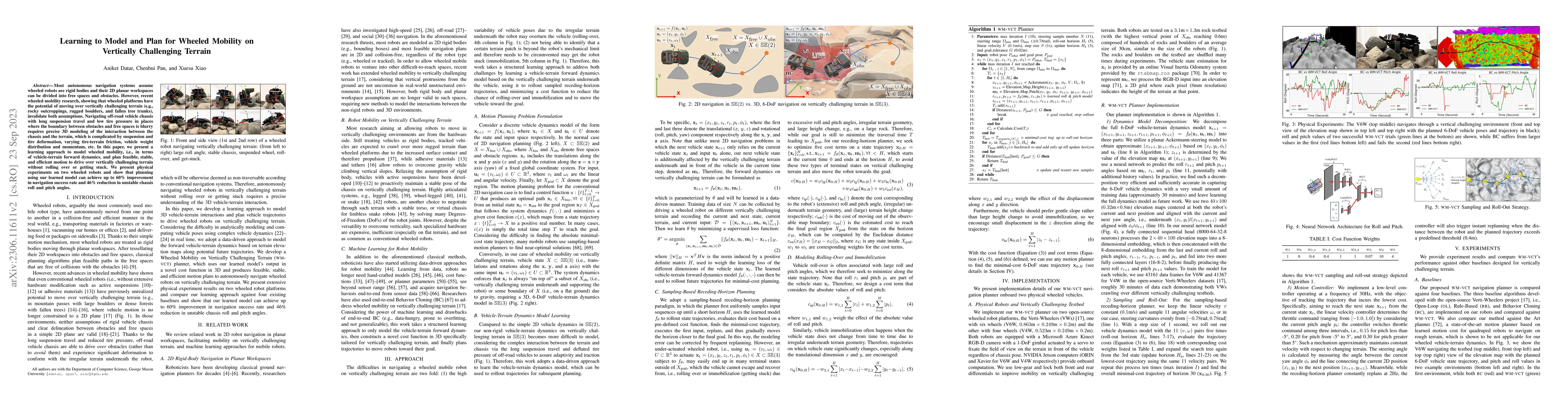 Thumbnail for Learning to Model and Plan for Wheeled Mobility on Vertically
  Challenging Terrain