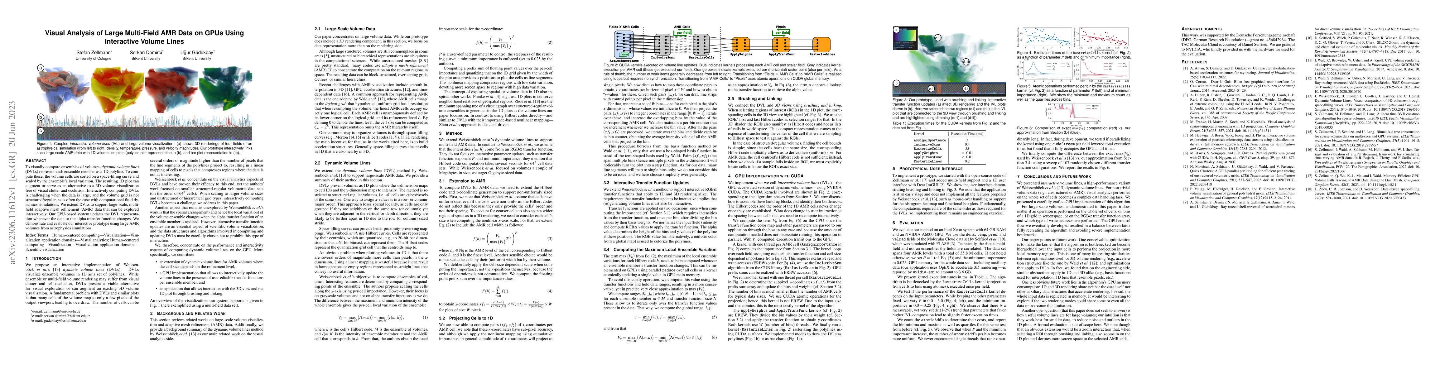 Thumbnail for Visual Analysis of Large Multi-Field AMR Data on GPUs Using Interactive
  Volume Lines