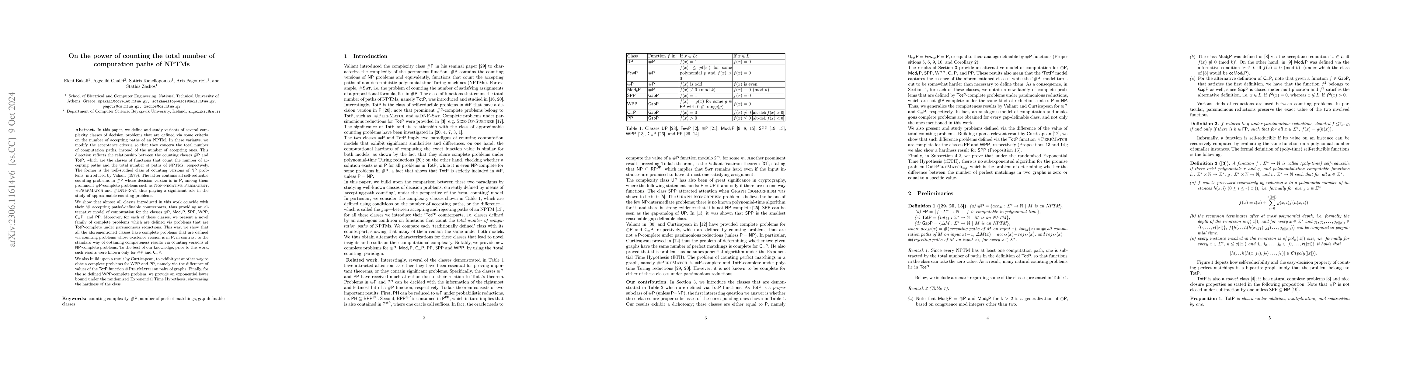Thumbnail for On the power of counting the total number of computation paths of NPTMs