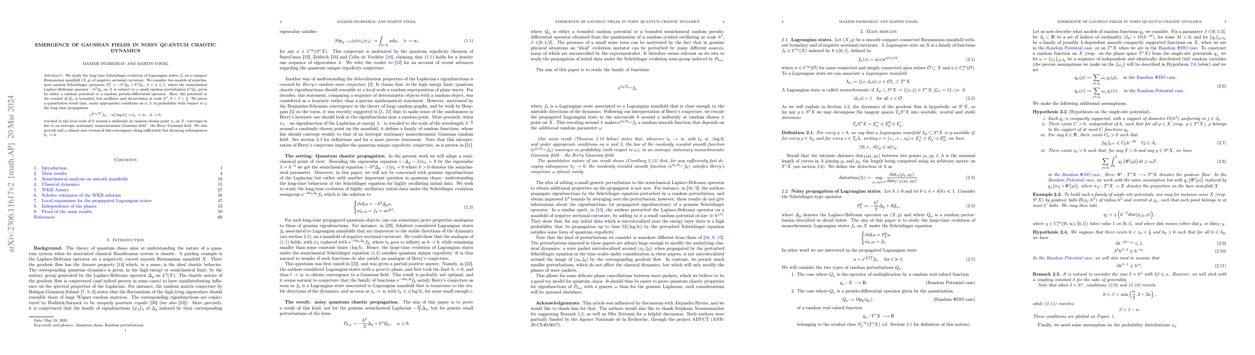 Thumbnail for Emergence of Gaussian fields in noisy quantum chaotic dynamics