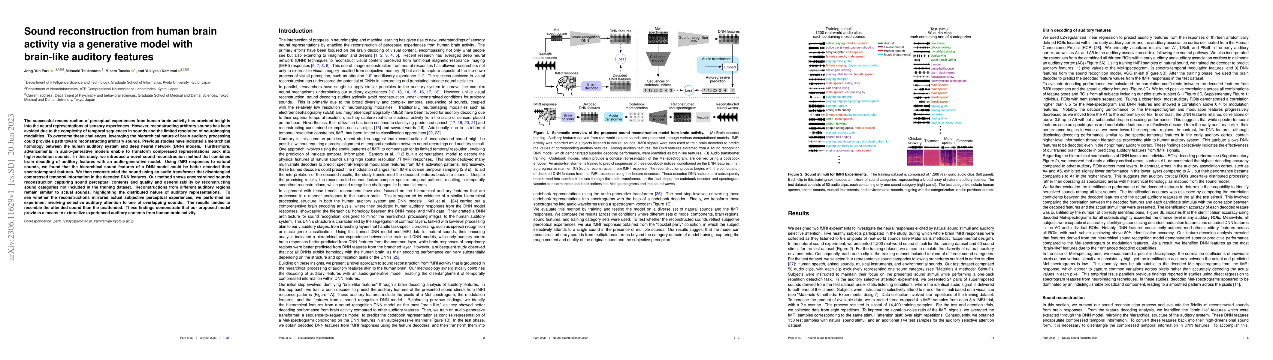Thumbnail for Sound reconstruction from human brain activity via a generative model
  with brain-like auditory features