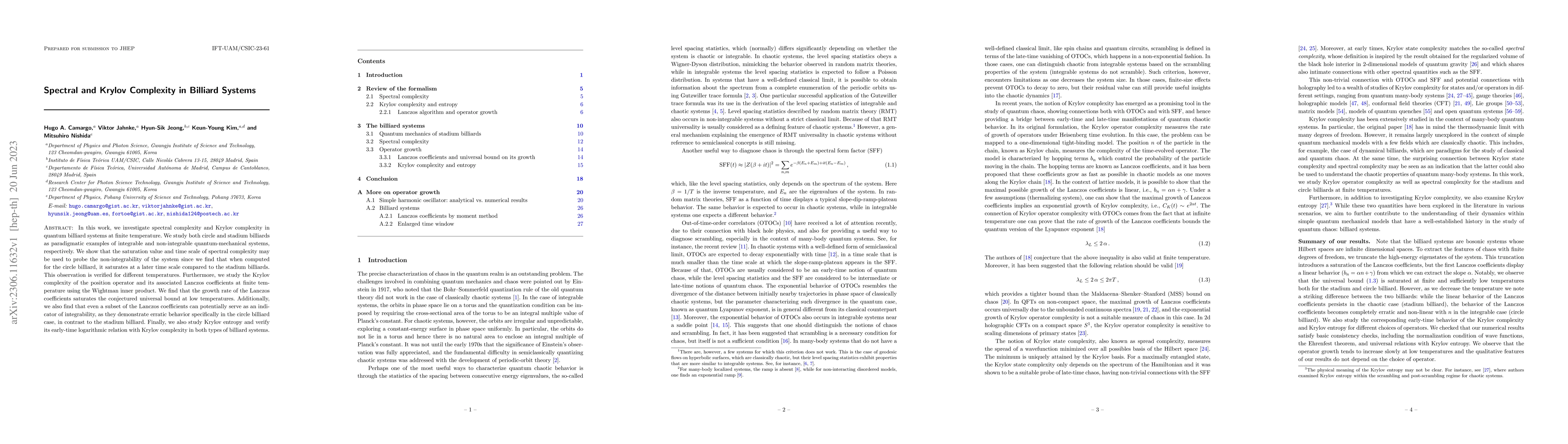 Thumbnail for Spectral and Krylov Complexity in Billiard Systems