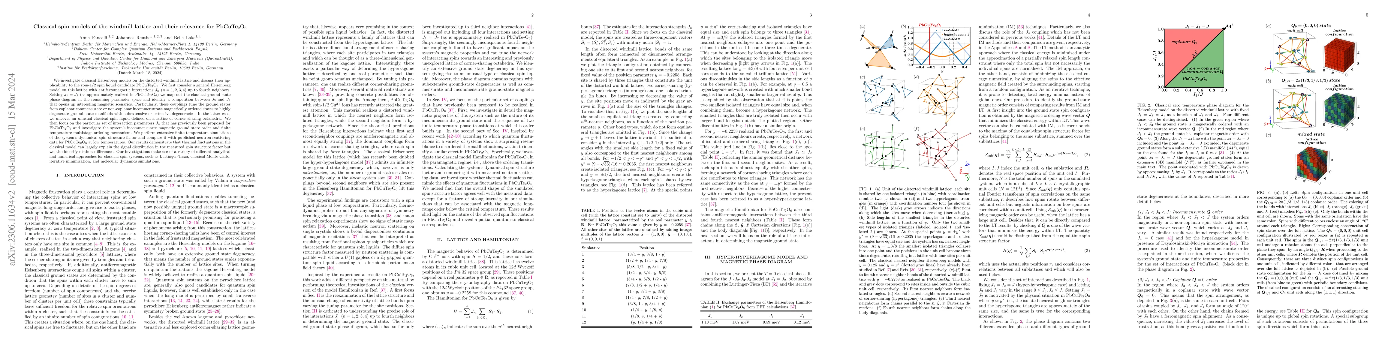 Thumbnail for Classical spin models of the windmill lattice and their relevance for
  PbCuTe$_2$O$_6$