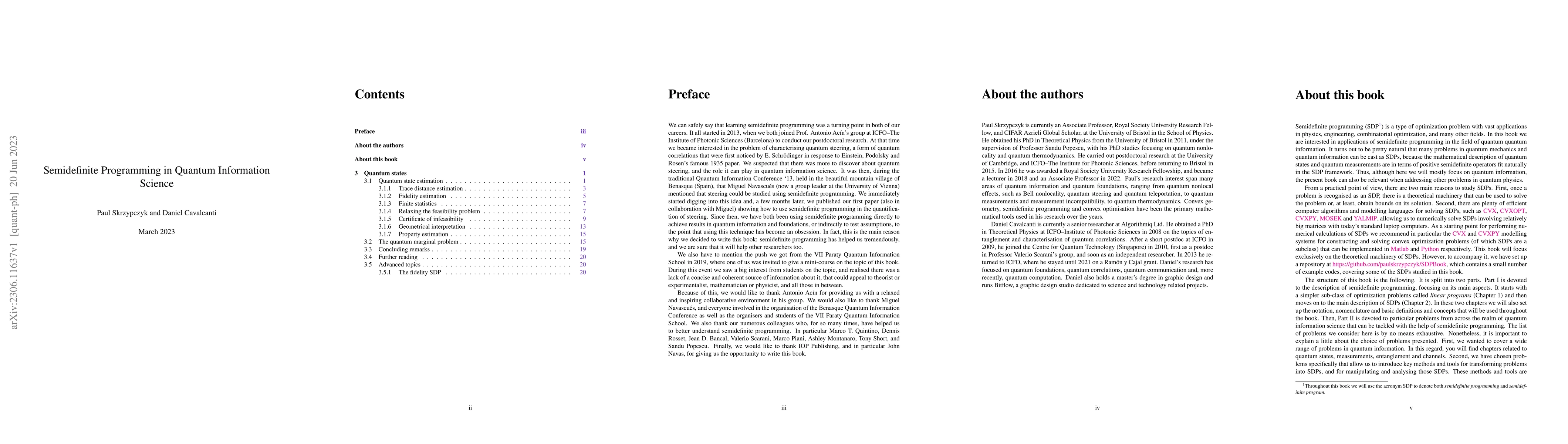 Thumbnail for Semidefinite Programming in Quantum Information Science