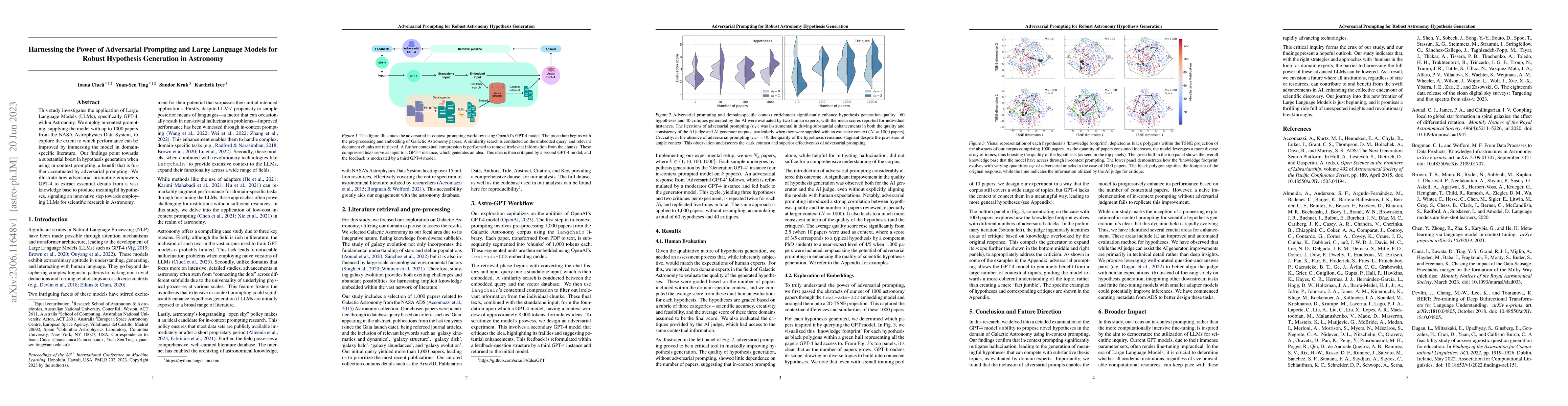 Thumbnail for Harnessing the Power of Adversarial Prompting and Large Language Models
  for Robust Hypothesis Generation in Astronomy