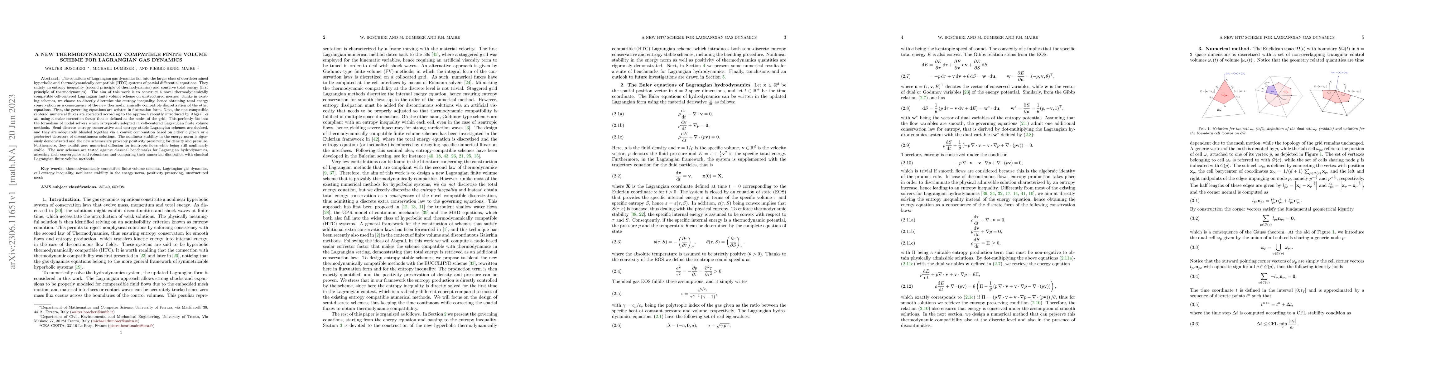 Thumbnail for A new thermodynamically compatible finite volume scheme for Lagrangian
  gas dynamics