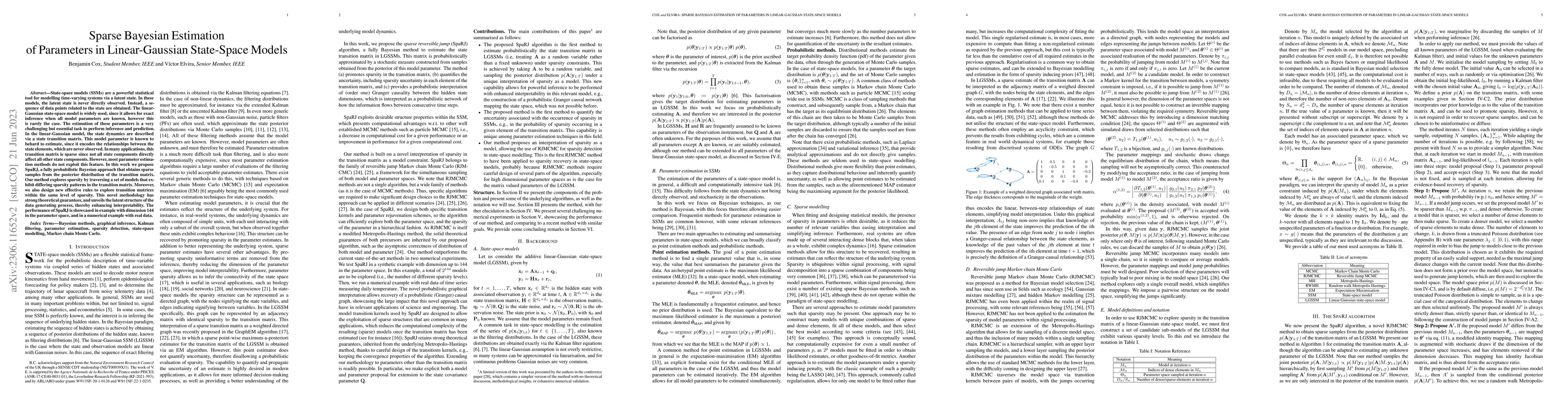 Thumbnail for Sparse Bayesian Estimation of Parameters in Linear-Gaussian State-Space
  Models
