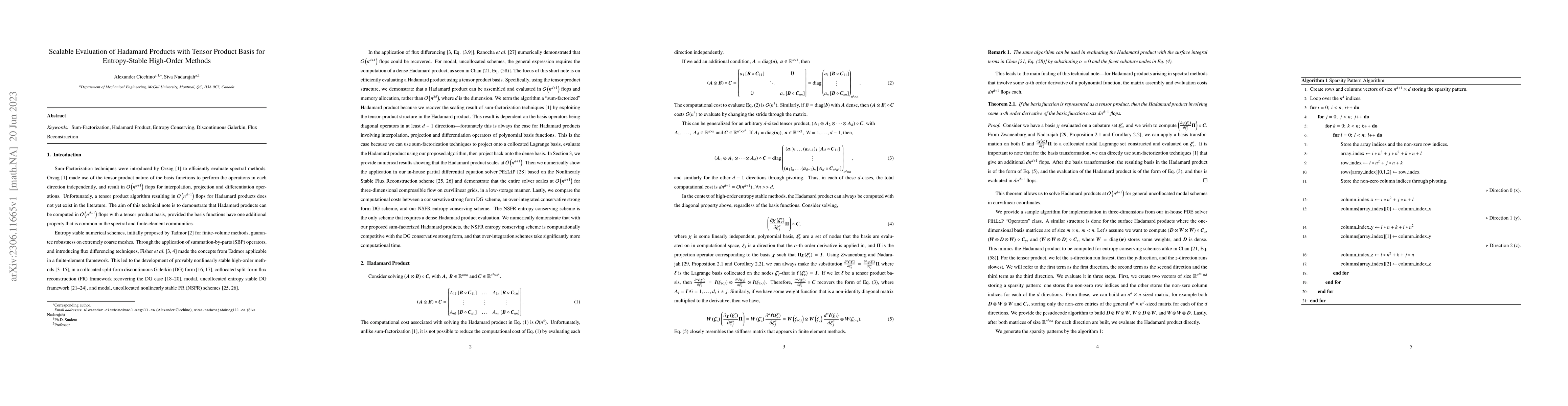 Thumbnail for Scalable Evaluation of Hadamard Products with Tensor Product Basis for
  Entropy-Stable High-Order Methods