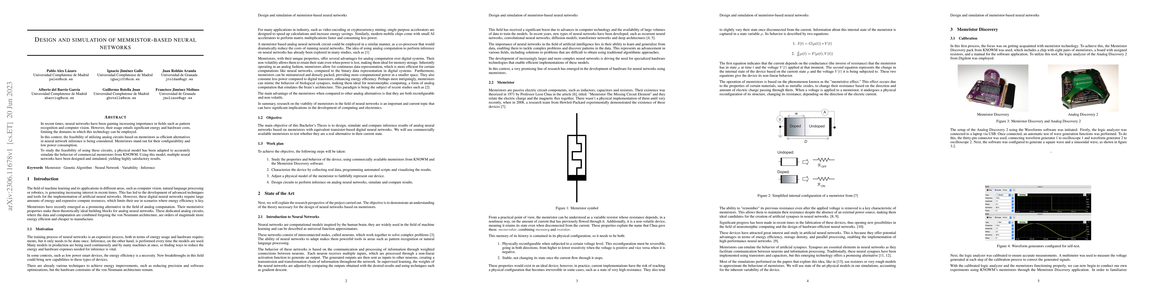 Thumbnail for Design and simulation of memristor-based neural networks