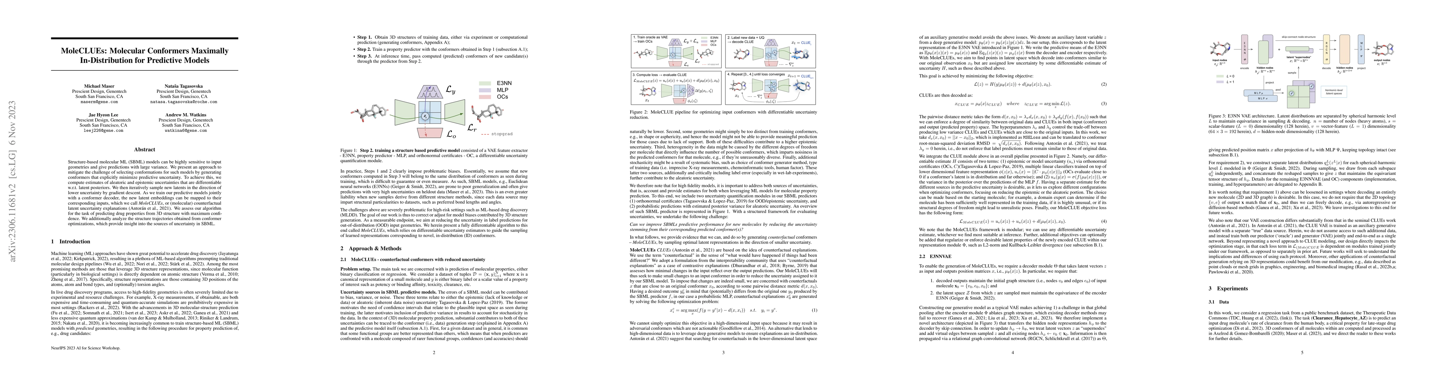 Thumbnail for MoleCLUEs: Molecular Conformers Maximally In-Distribution for Predictive
  Models