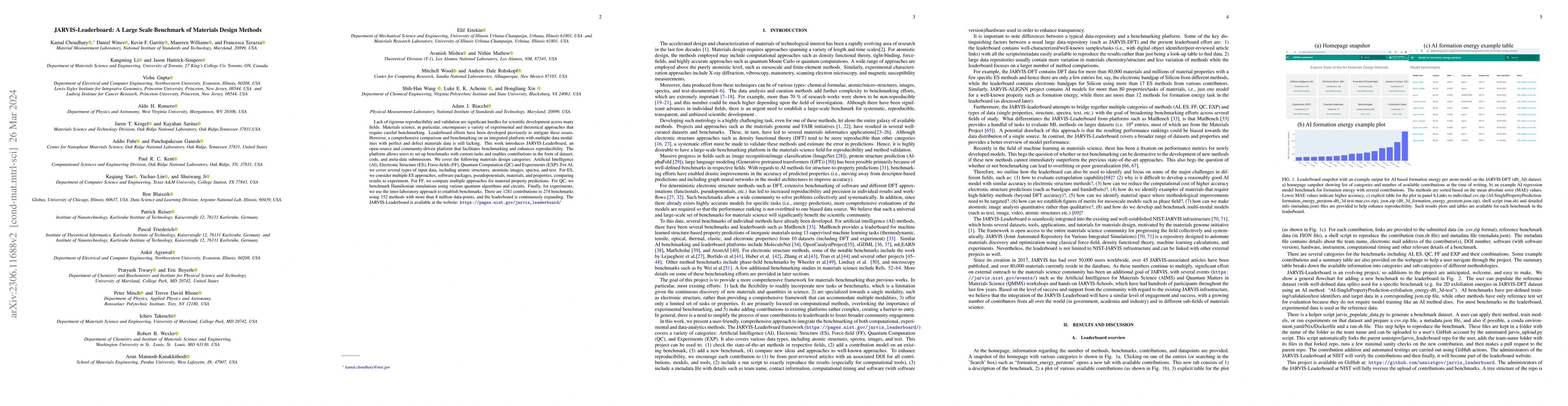 Thumbnail for JARVIS-Leaderboard: A Large Scale Benchmark of Materials Design Methods