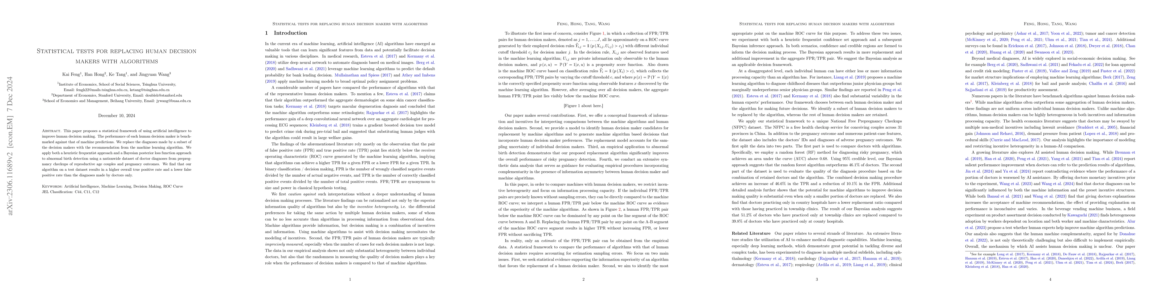 Thumbnail for Statistical Tests for Replacing Human Decision Makers with Algorithms